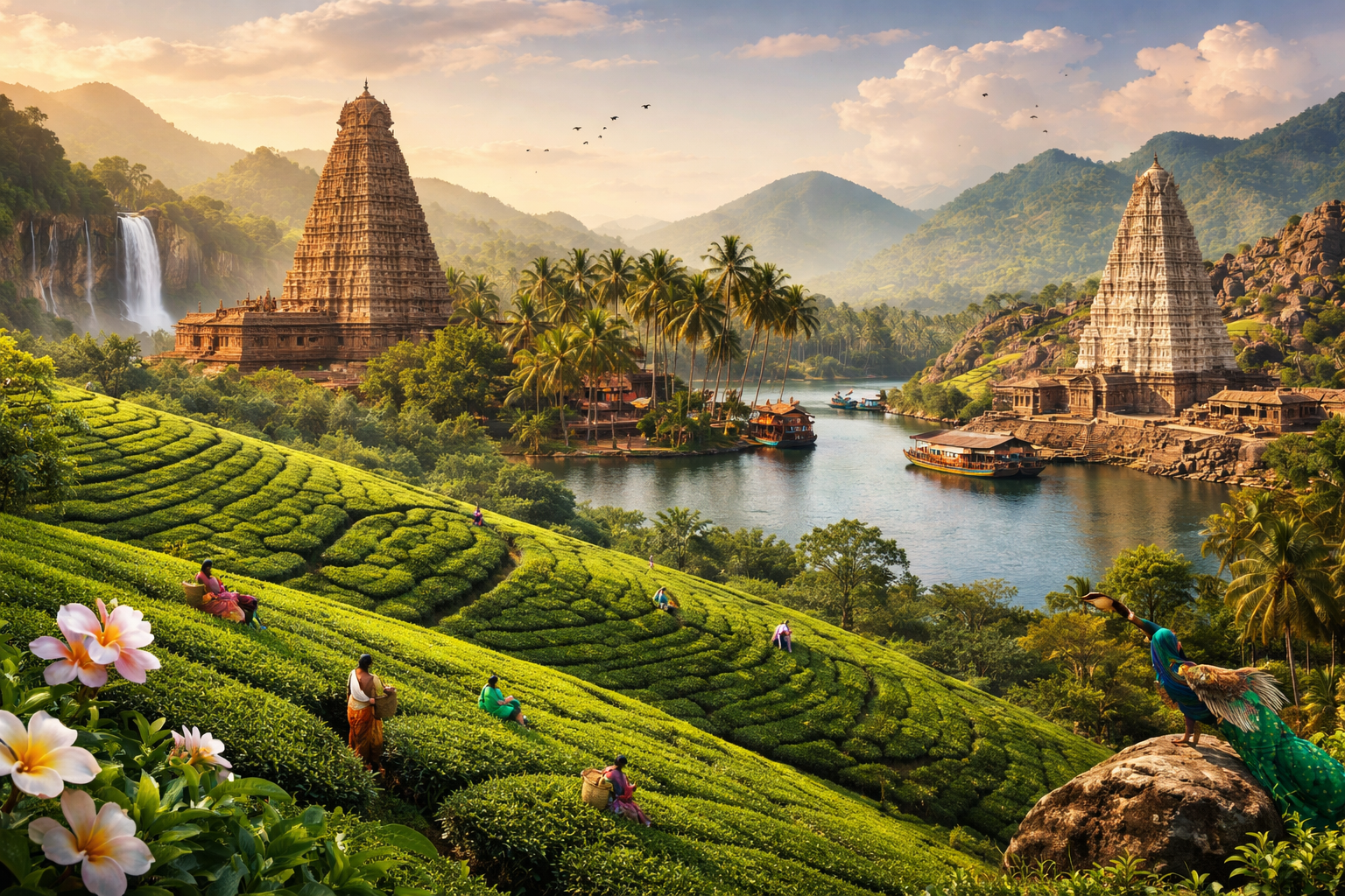 Tour dell'India del sud e Kerala piantagioni di tè, backwaters e spiagge (14 Giorni 13 Notti)