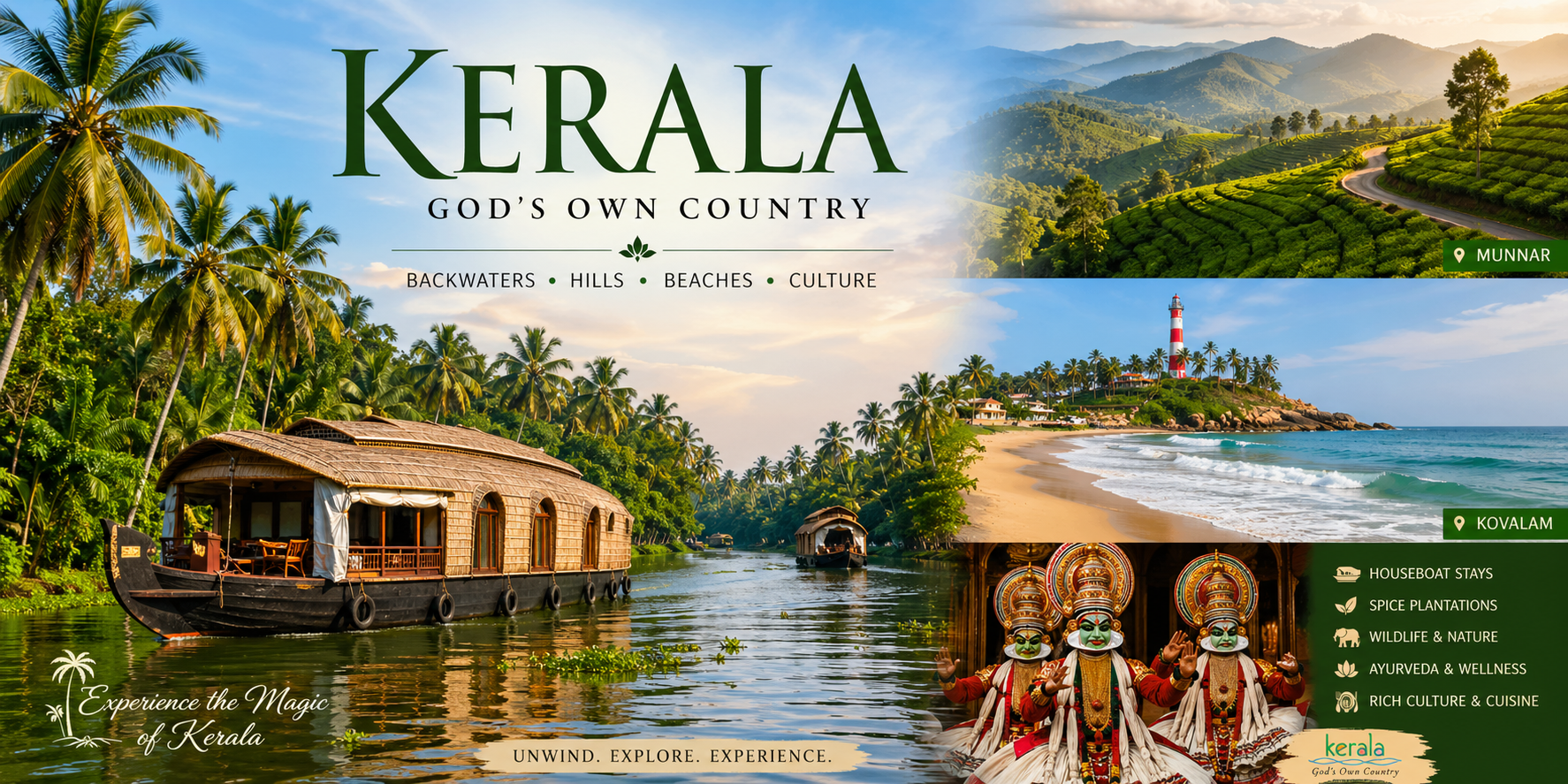 Tour di 9 giorni tra lagune, colline e spiagge del Kerala