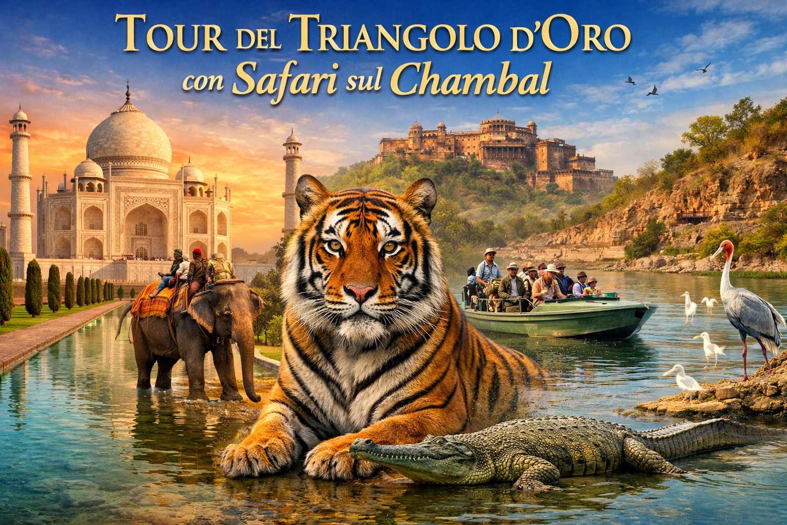 Tour del Triangolo d'Oro con Safari sul Chambal