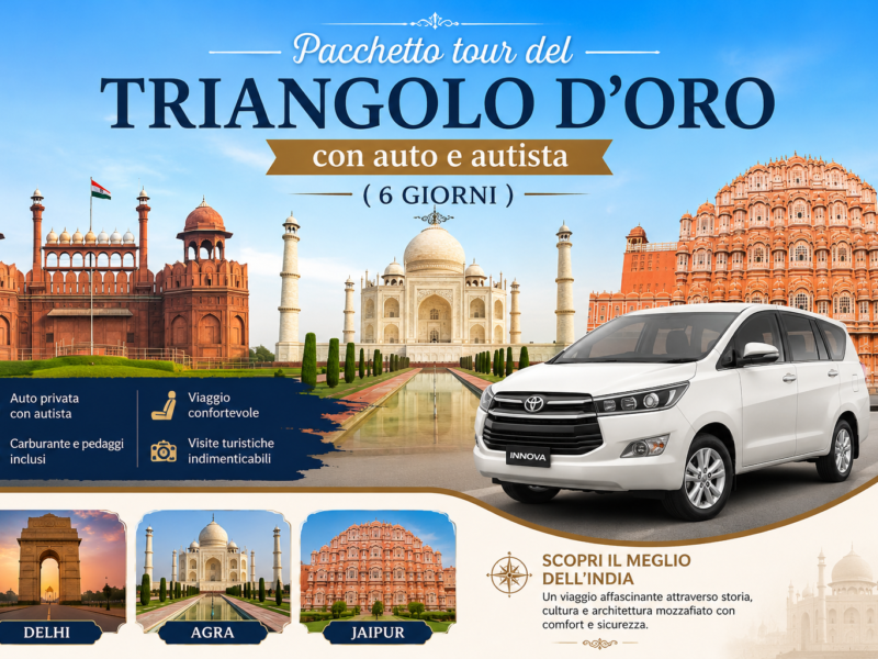 Pacchetto tour del Triangolo d'Oro con auto e autista (6 Giorni