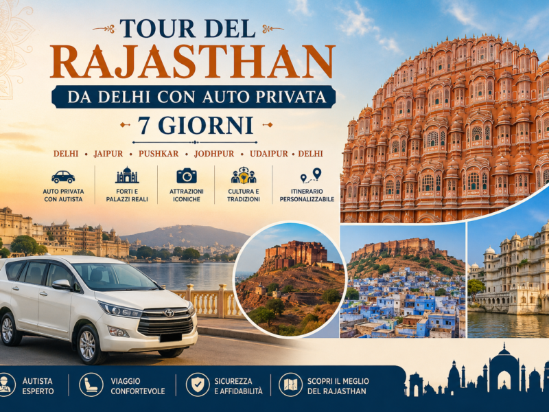 Tour del Rajasthan da Delhi con Auto Privata – 7 Giorni