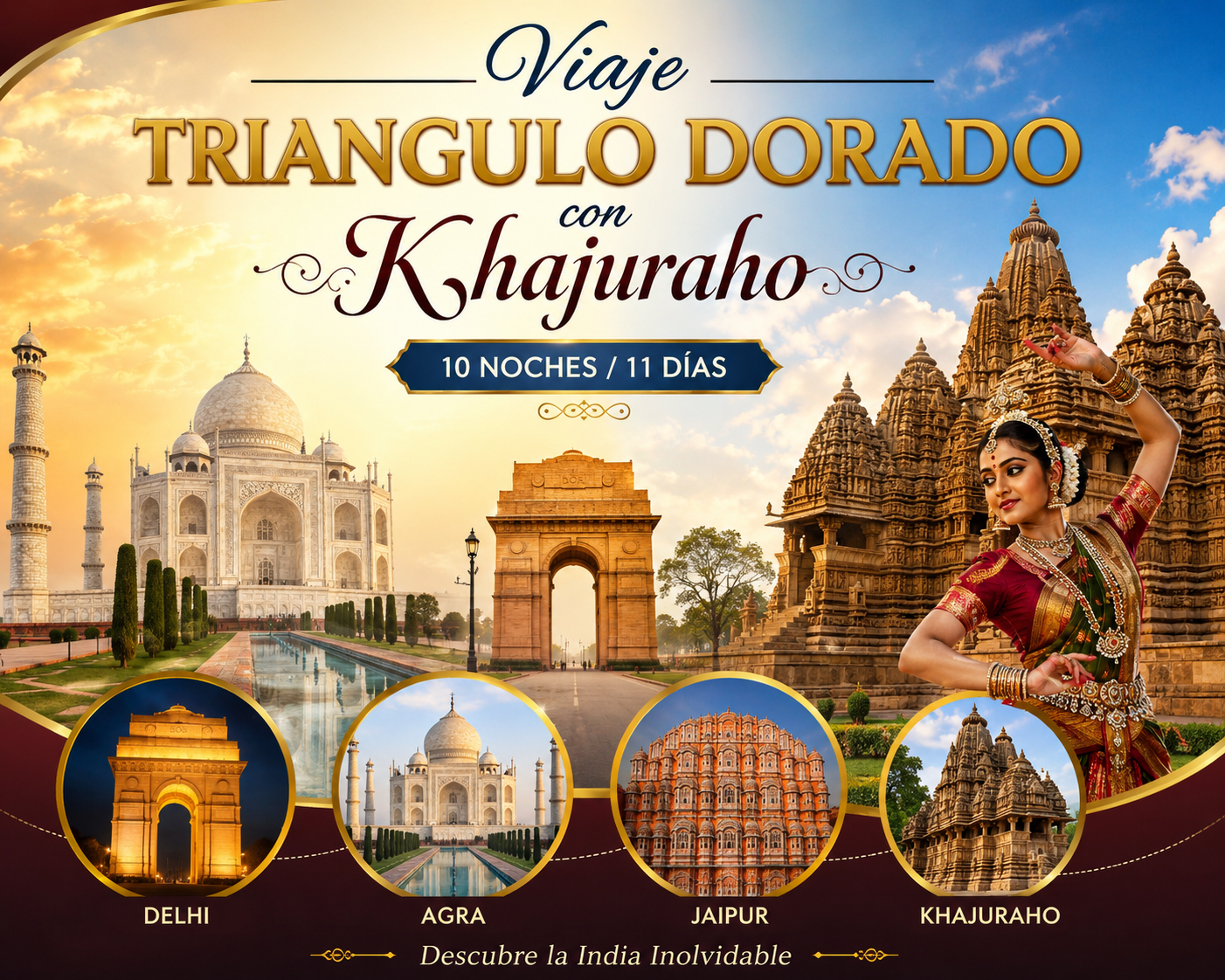 Viaje Triangulo Dorado con Khajuraho 10 Noches 11 Días