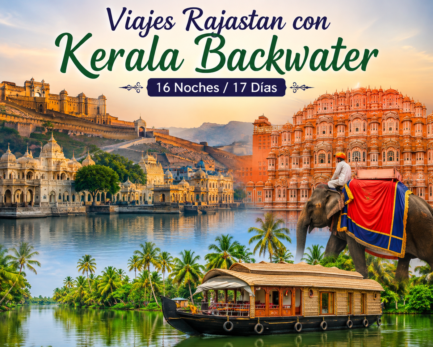 Viajes Rajastan con Kerala Backwater 16 Noches 17 Días